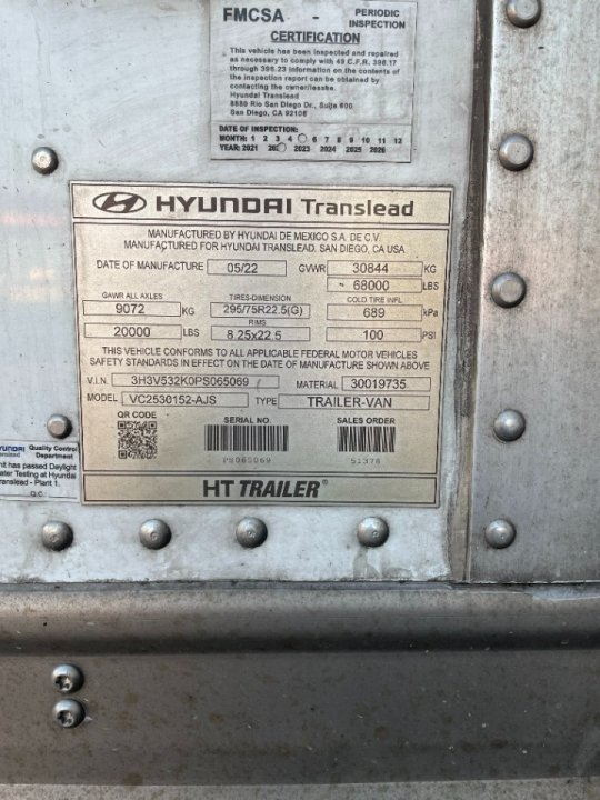 2023 Hyundai Translead 53' Dry Van Trailer